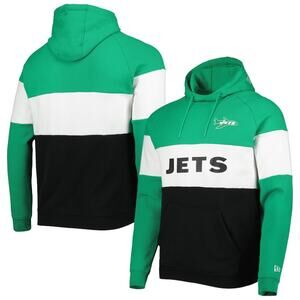 New York Jets New Era Colorblock Throwback Pullover Hoodie Black/Green size 3X